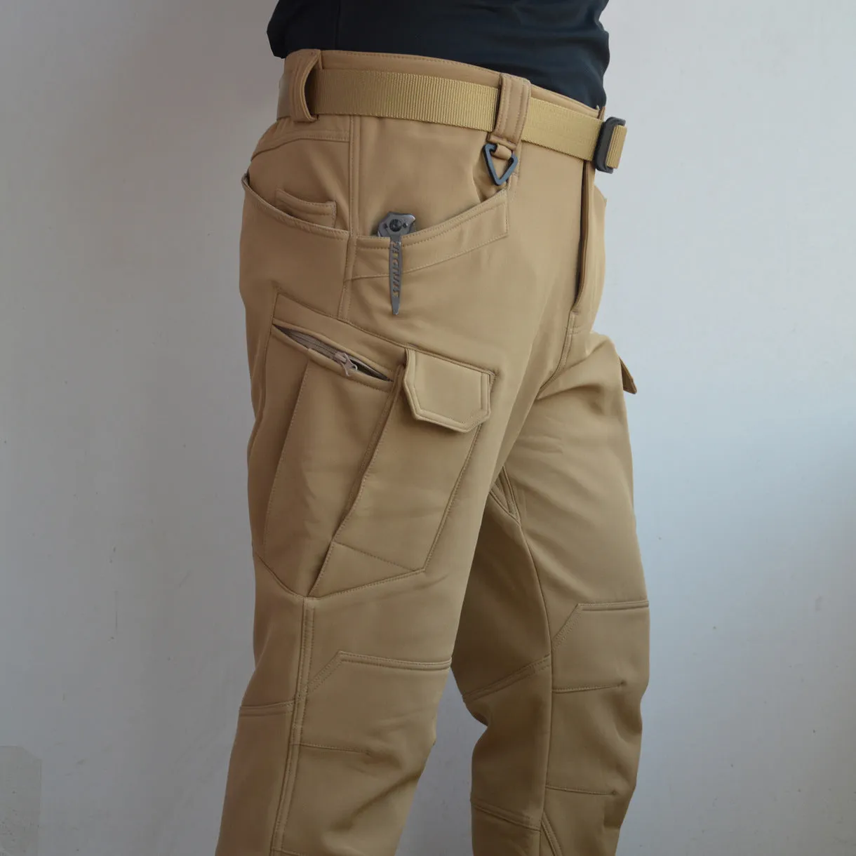 Autumn And Winter Outdoor Fleece-lined Tactical Pants Men