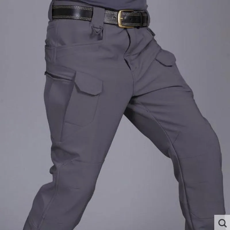 Autumn And Winter Outdoor Fleece-lined Tactical Pants Men