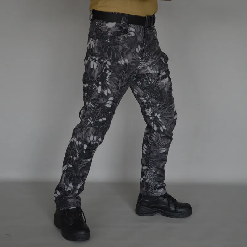 Autumn And Winter Outdoor Fleece-lined Tactical Pants Men