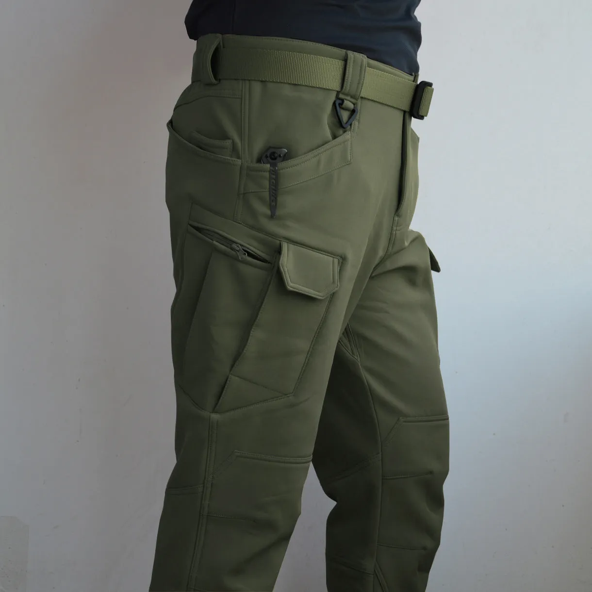 Autumn And Winter Outdoor Fleece-lined Tactical Pants Men