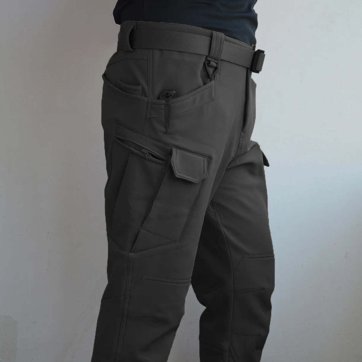 Autumn And Winter Outdoor Fleece-lined Tactical Pants Men