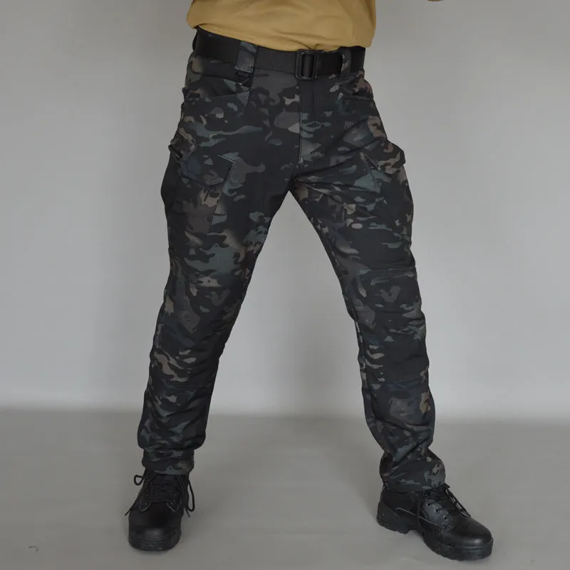 Autumn And Winter Outdoor Fleece-lined Tactical Pants Men