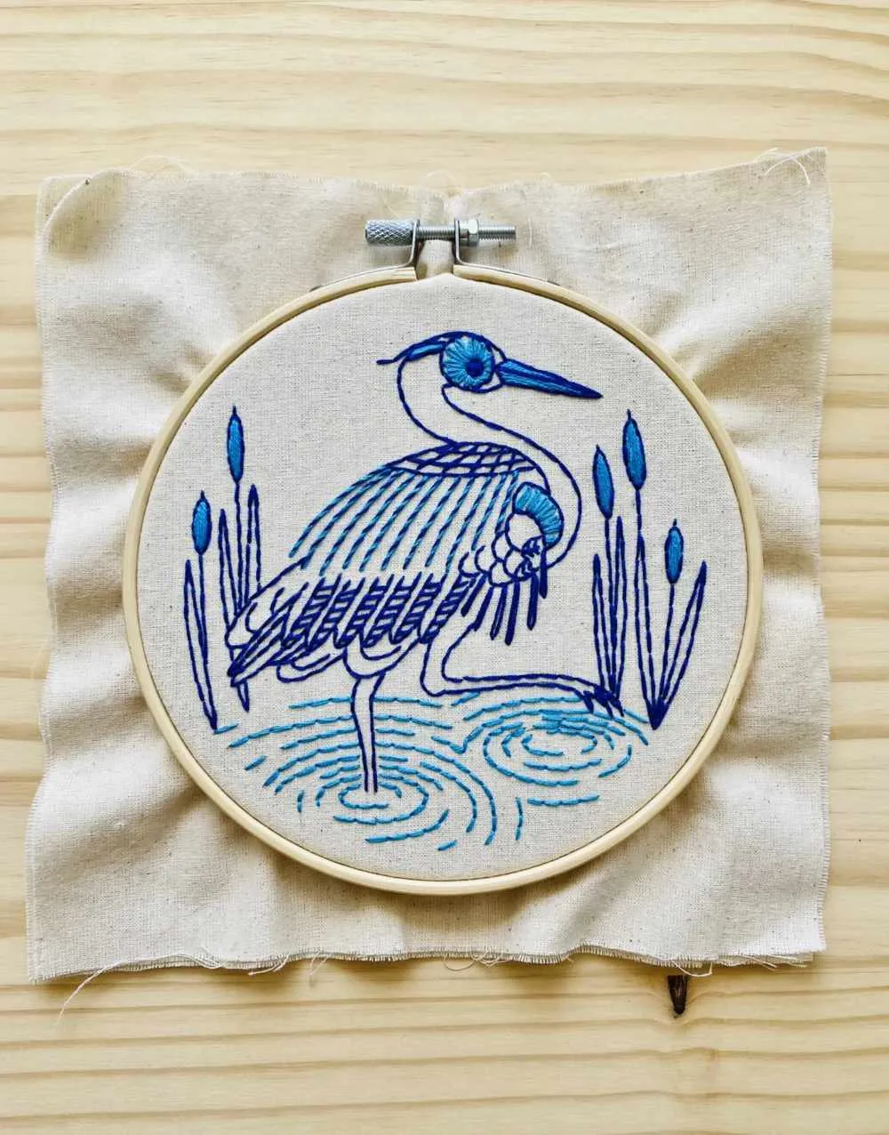 Blue Heron Embroidery Kit, Hook Line & Tinker