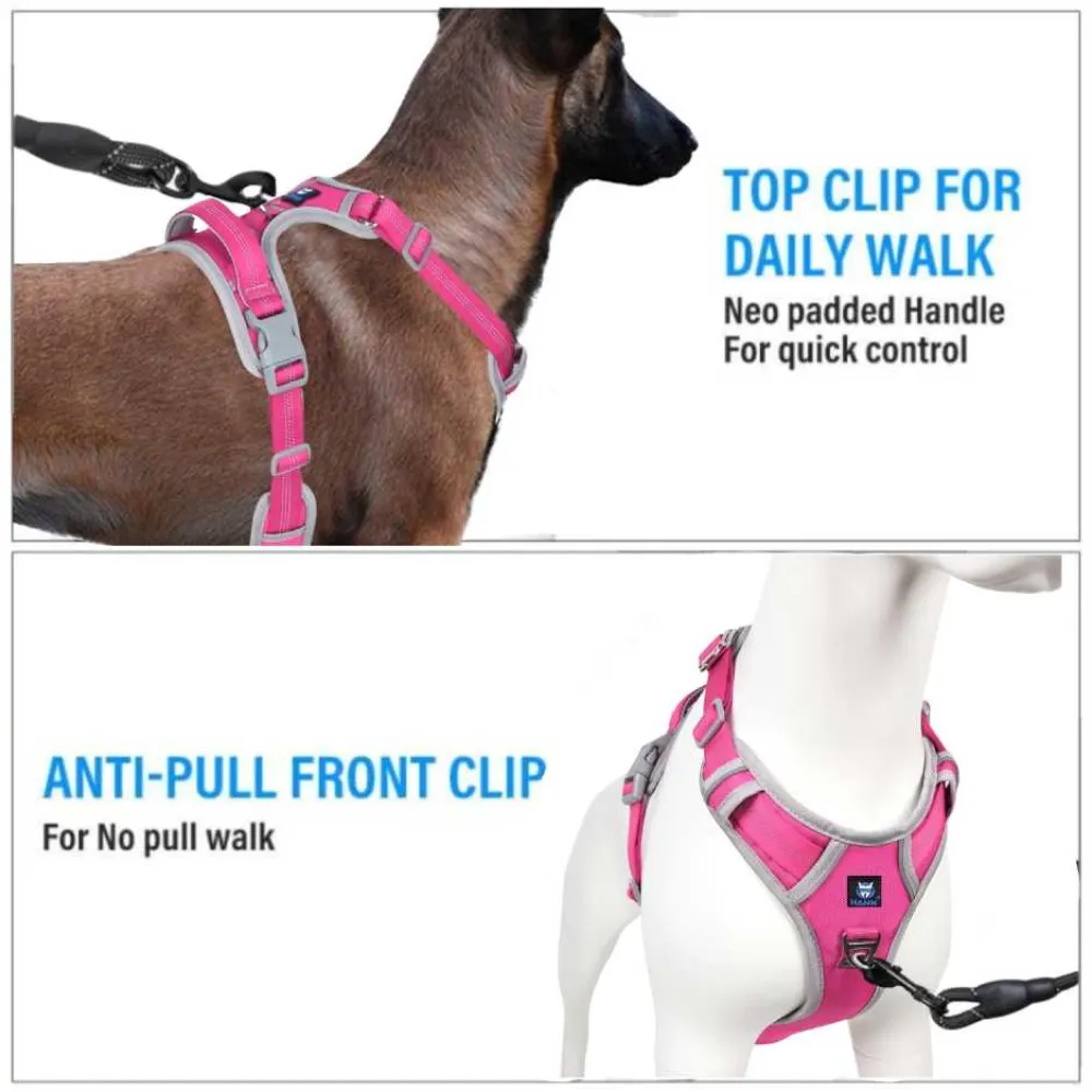 Hank 3M Reflective Harness for Puller Dogs (Grey/Pink)