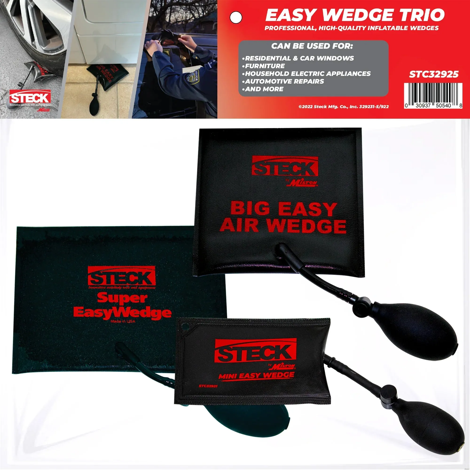 Pro-Grade EasyWedge Inflatable Air Wedge Pump Bag 3Pk